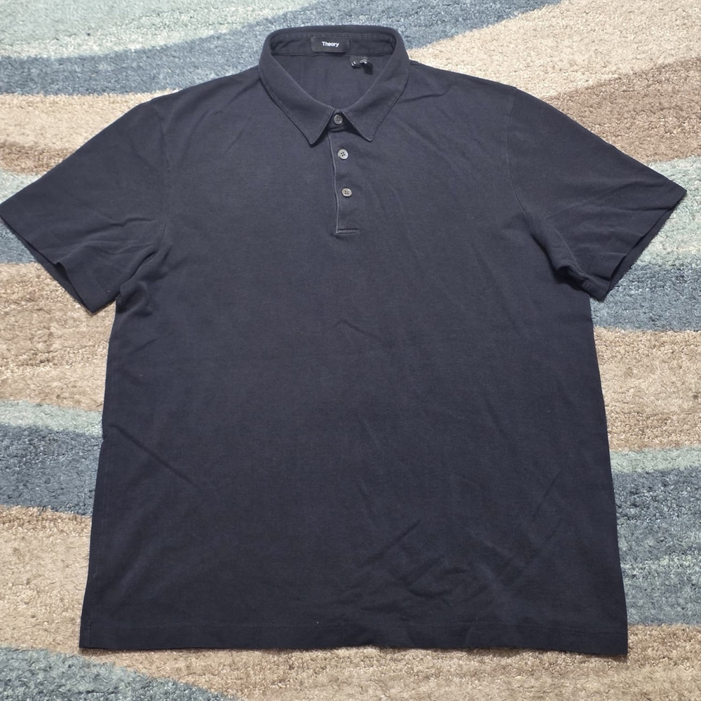 Theory Men’s Polo Shirt Size L Black Short Sleeve
